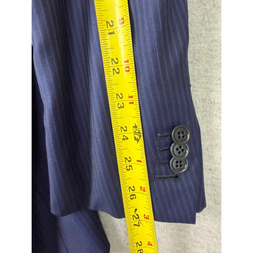 Ermenegildo Zegna Milano Suit Mens 44L 36x31 Navy‎ Blue Pinstripe Wool 2pc